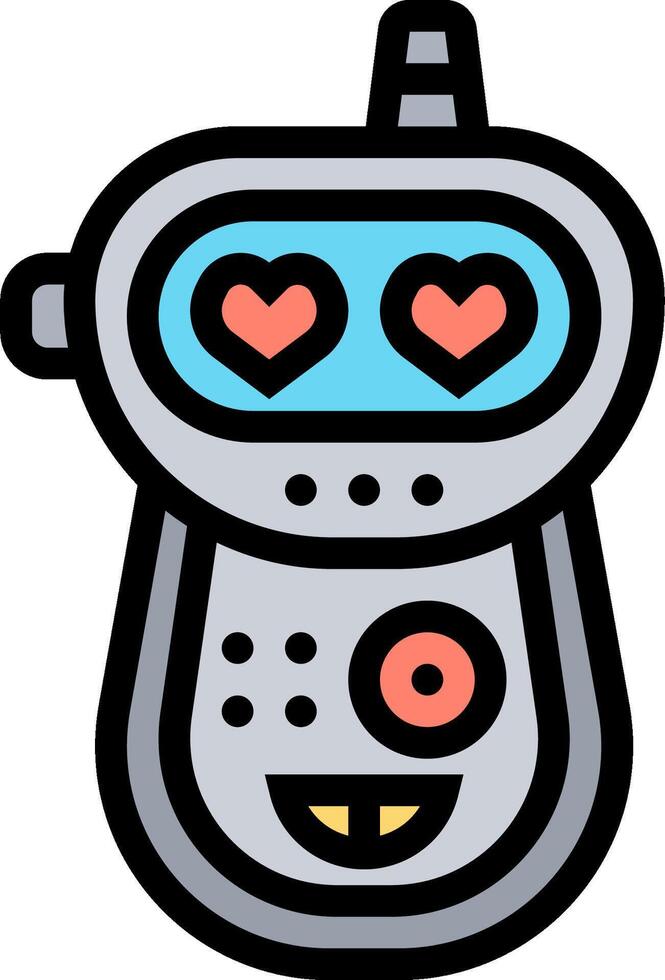 A robot with hearts on its face vector