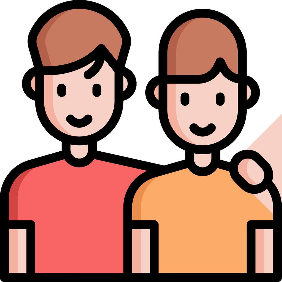 Two men are hugging each other in a cartoon style vector