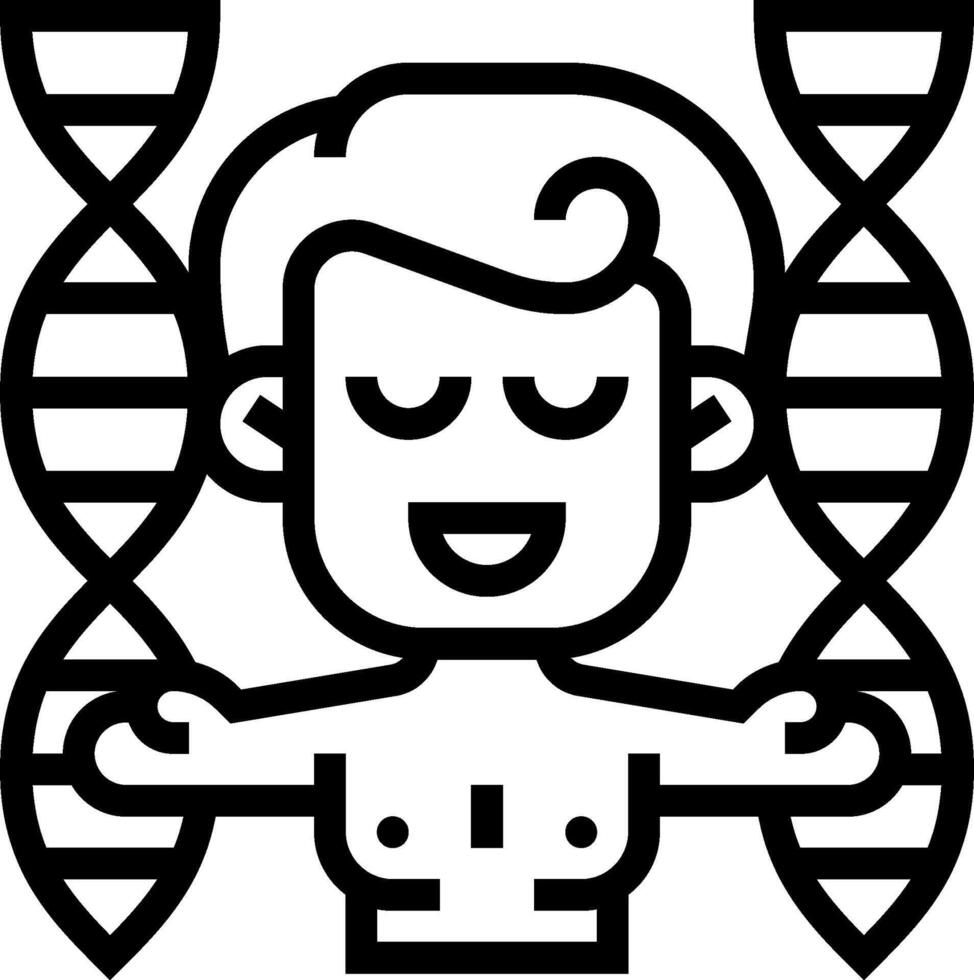 A man with a dna strand in front of him vector
