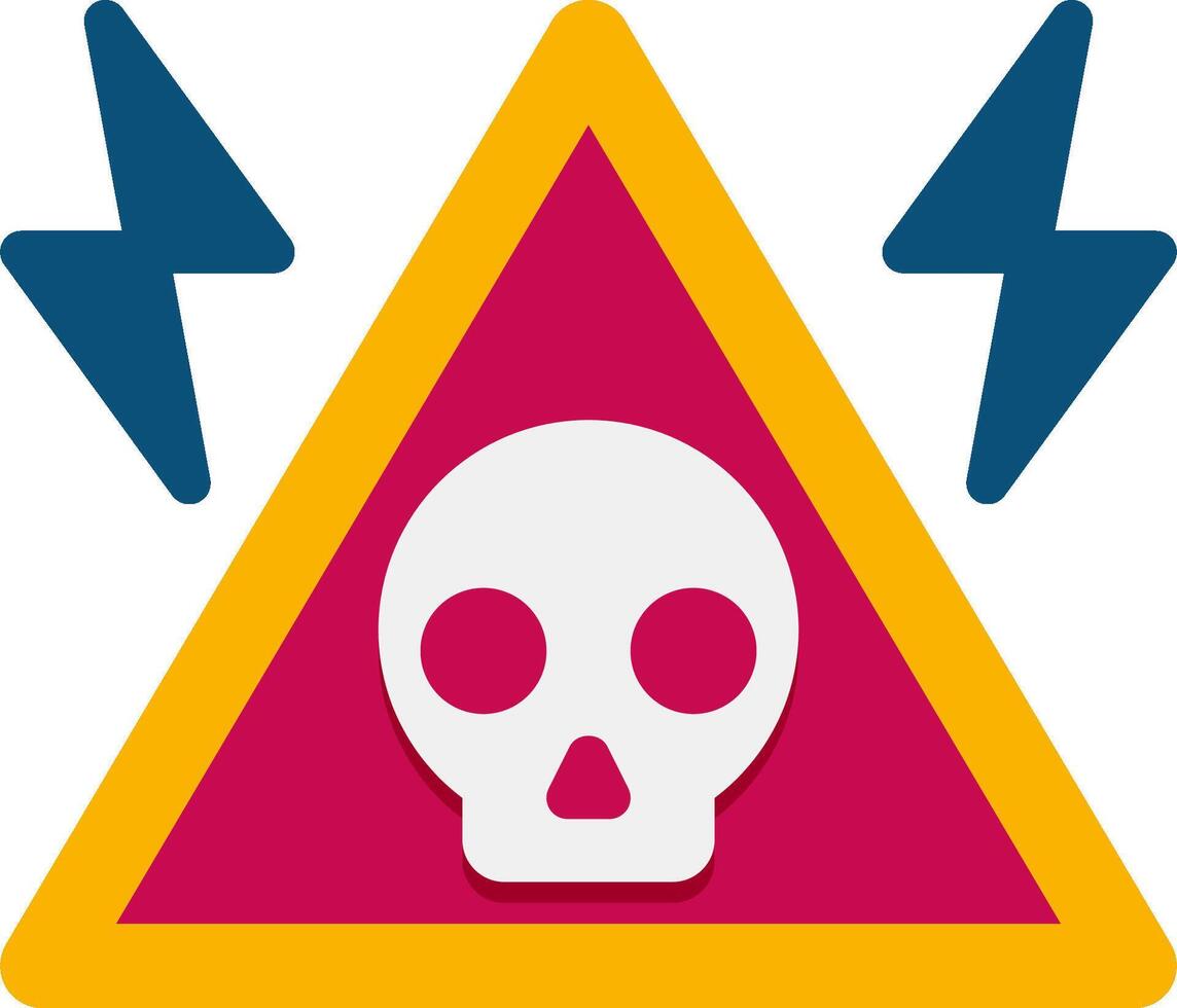 A skull with lightning bolts on a triangle vector