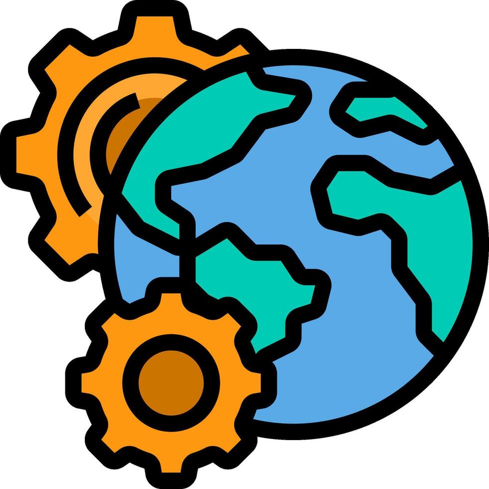 A globe with gears and a sun vector