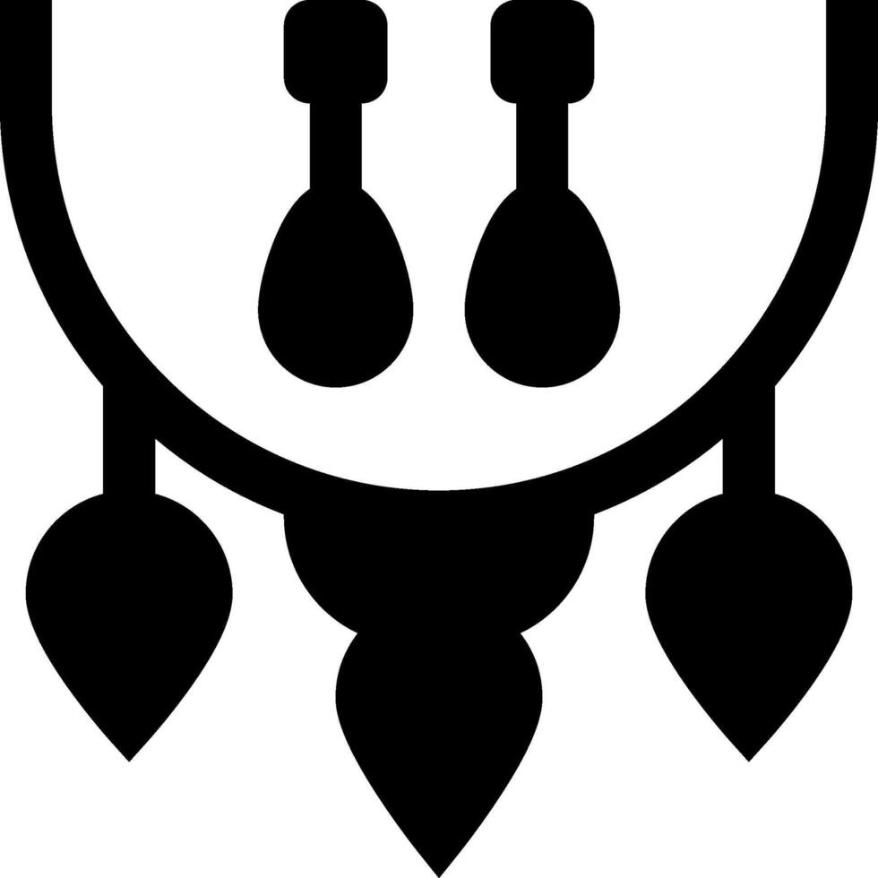 A black and white image of a necklace with two earrings vector