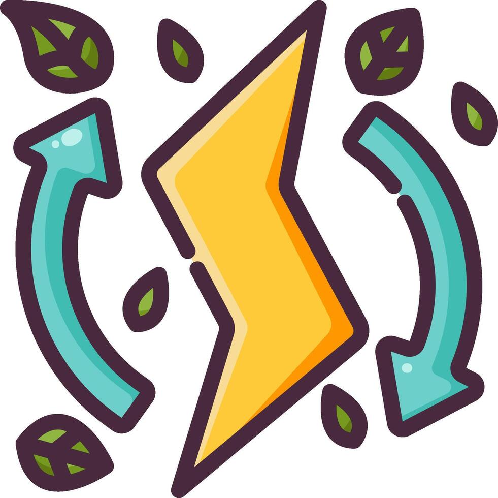 A cartoon lightning bolt with leaves around it vector
