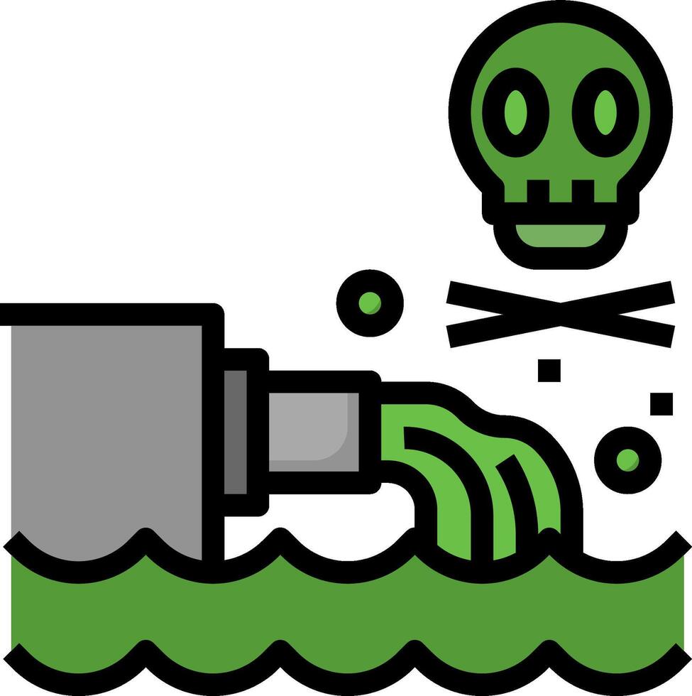 A green skull and crossbones is on top of a water pipe vector
