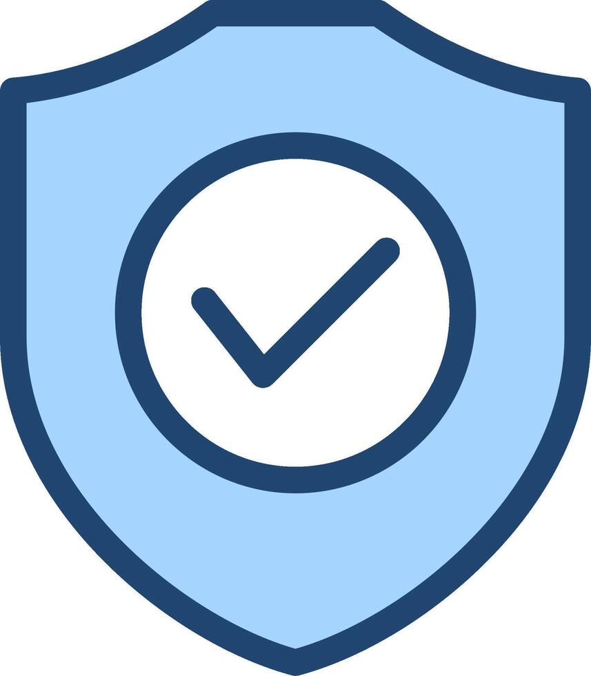 A blue shield with a tick mark on it vector