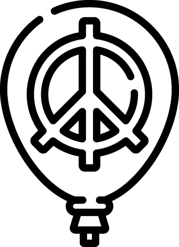 A black and white peace sign on a balloon vector