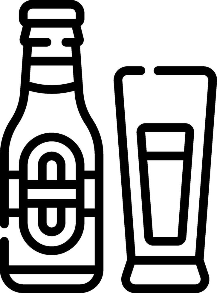 Beer bottle and glass icon illustration vector
