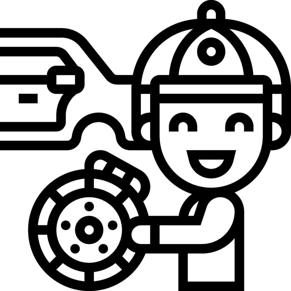 A man is holding a car and a wheel vector