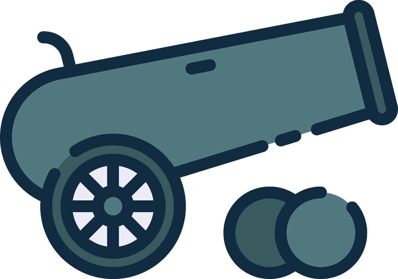 A cannon with a wheel and a ball vector