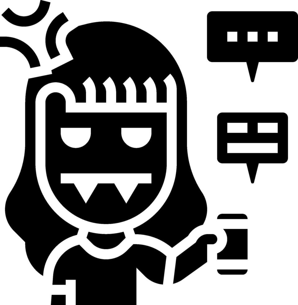 A black and white icon of a woman holding a phone vector