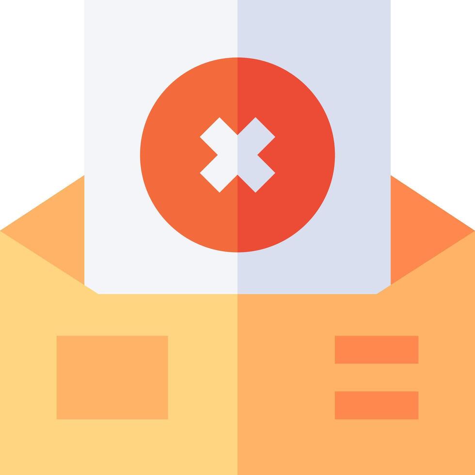 An orange envelope with an x on it vector
