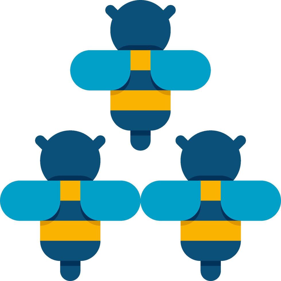 Three blue and yellow bee icons vector