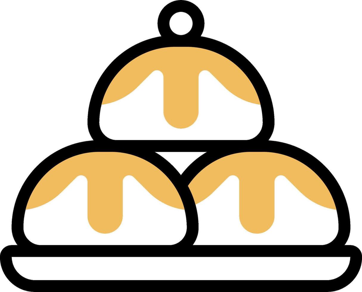 A stack of three cakes on a plate vector
