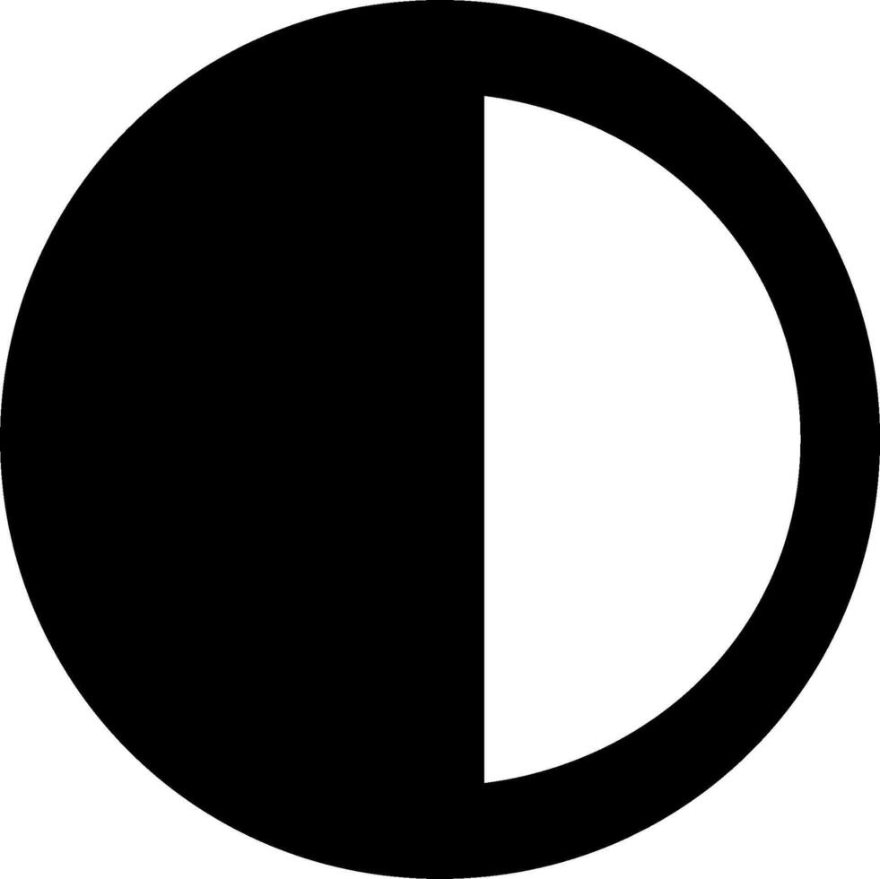 A black and white half moon in a circle vector