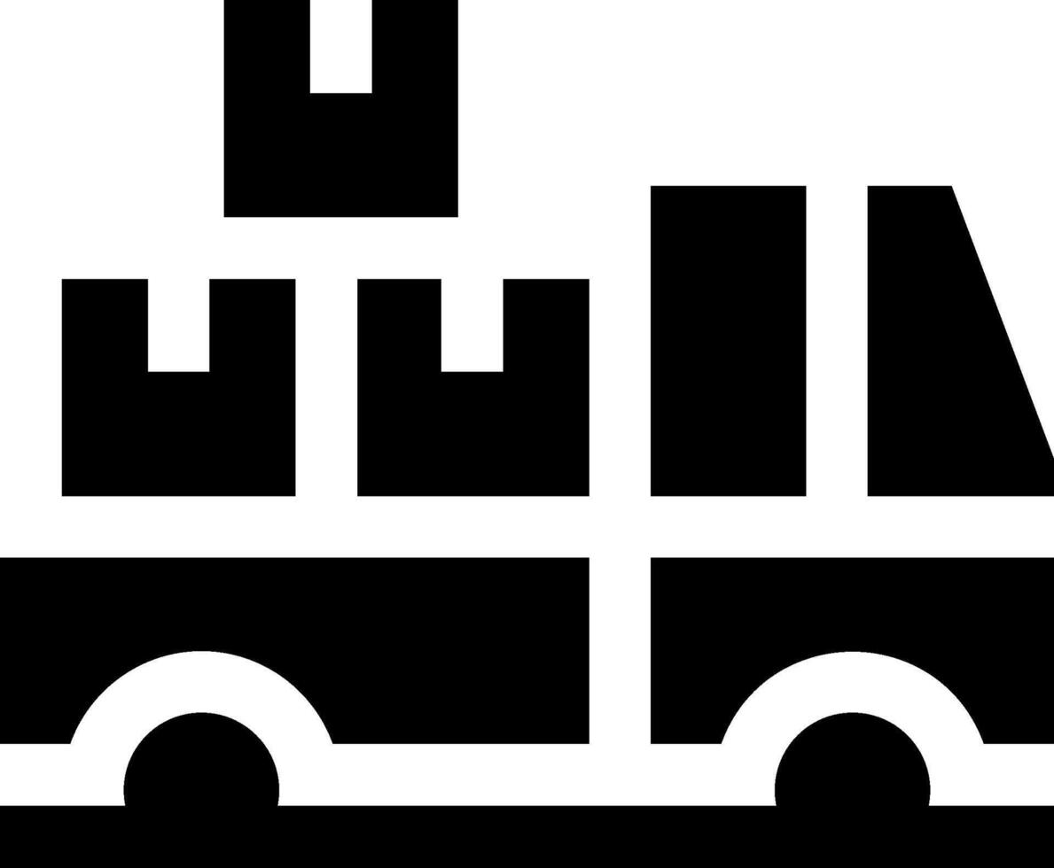 A black and white truck with a stack of boxes on it vector