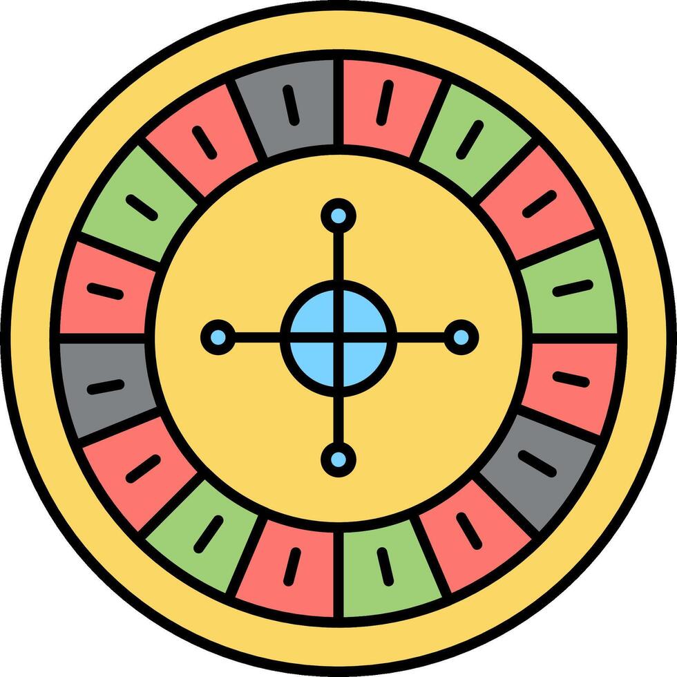 A roulette wheel with a green and red center vector