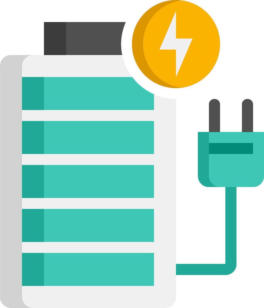 A battery and a coin are connected to a power plug vector