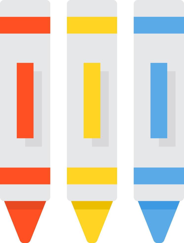 Three crayons are shown in different colors vector