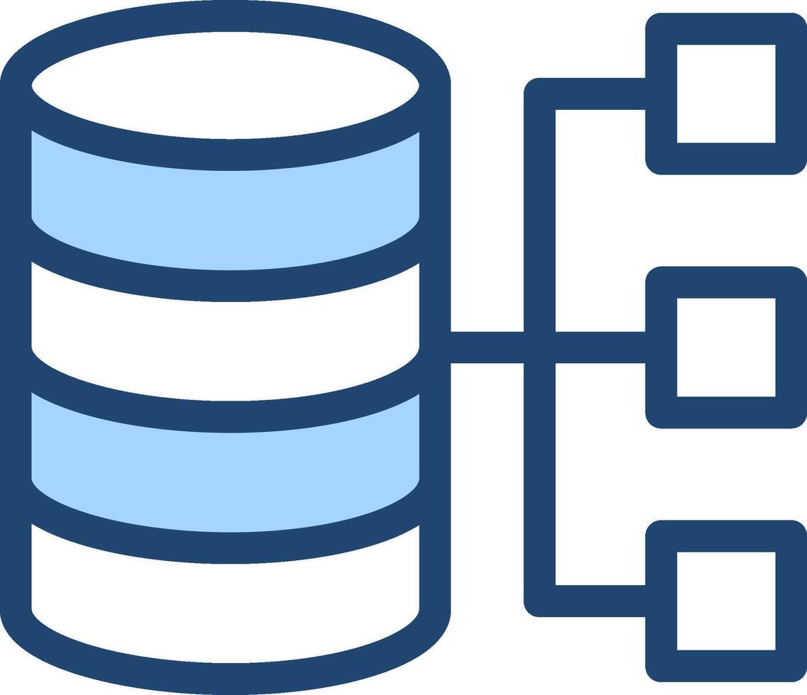 A blue and white icon of a data storage device vector