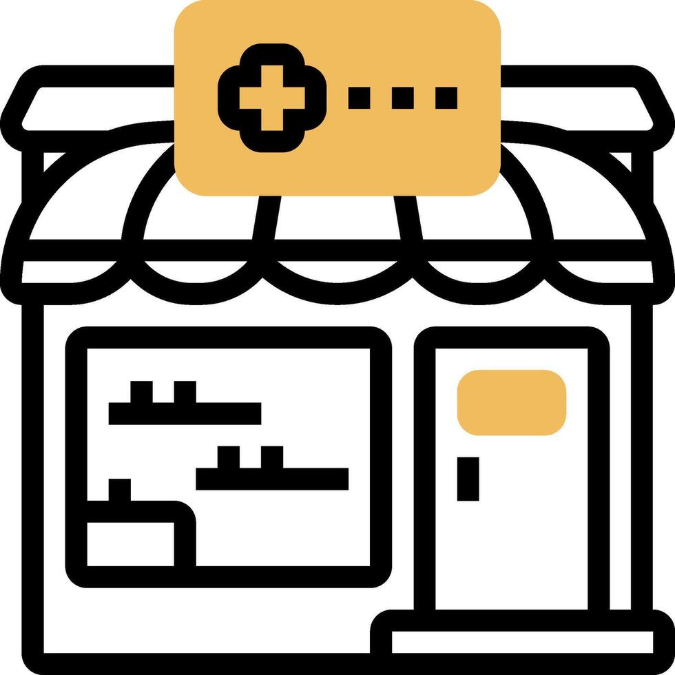 A pharmacy store icon with a sign on the front vector