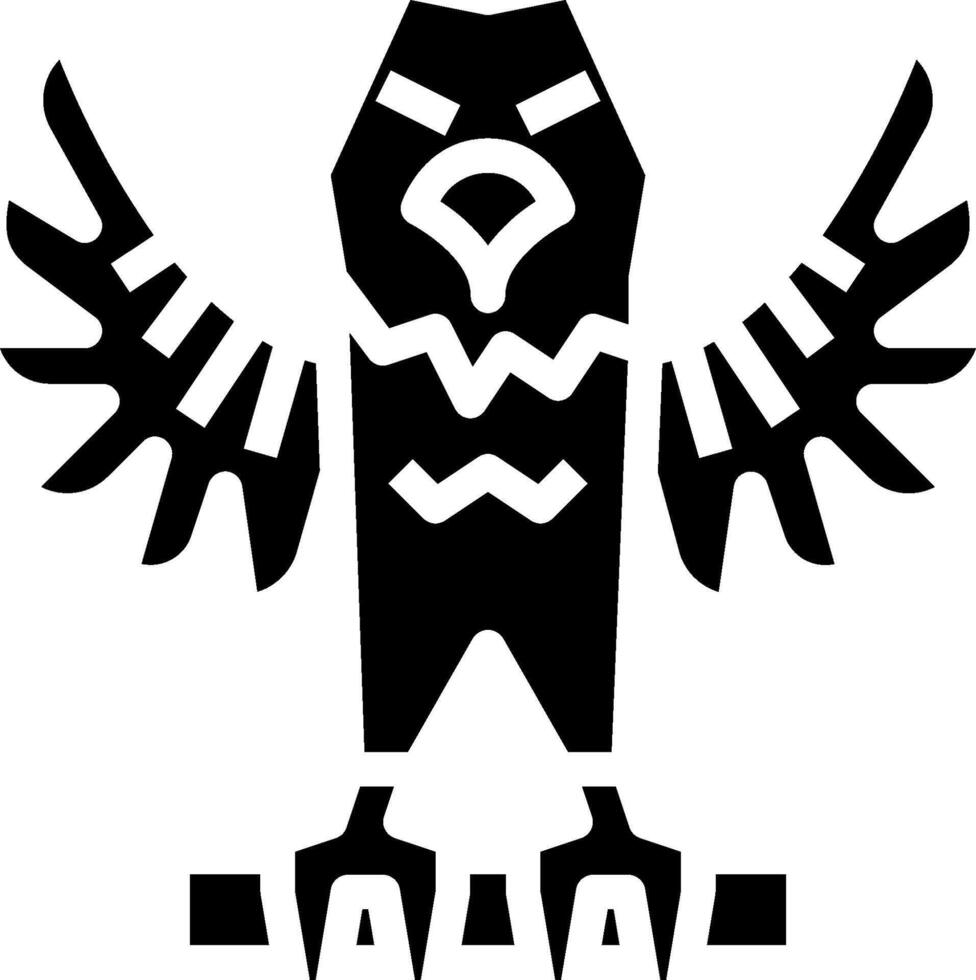 A black and white tribal owl with wings vector