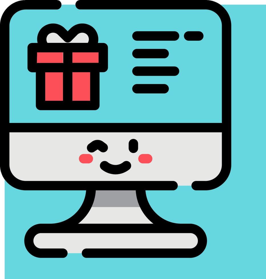 A computer with a present box on it vector