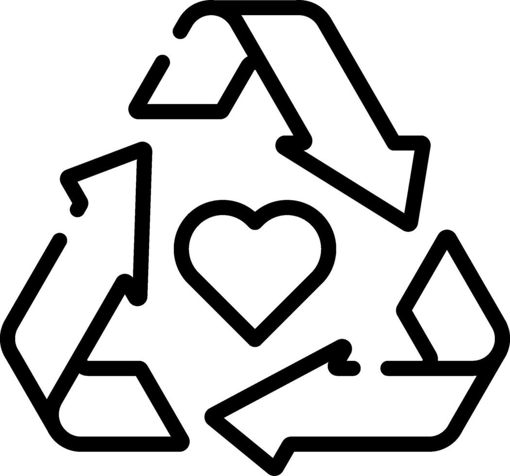 A recycling symbol with arrows and a heart vector