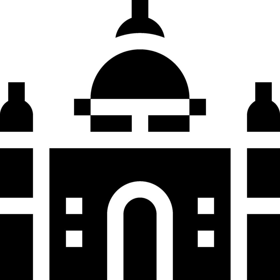A black and white icon of a building vector
