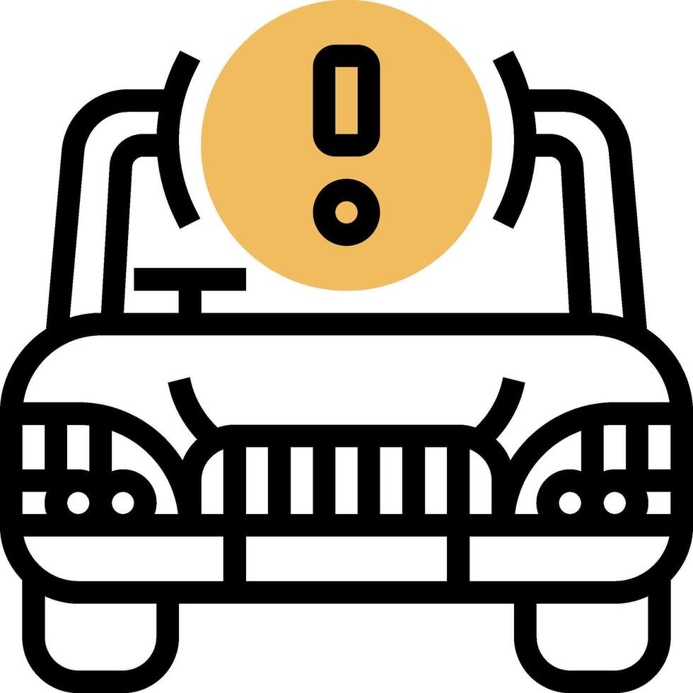 A car with a yellow exclamation mark on it vector