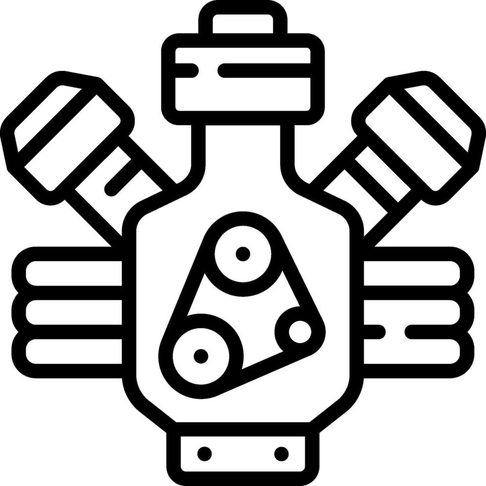 A black and white image of a car engine vector