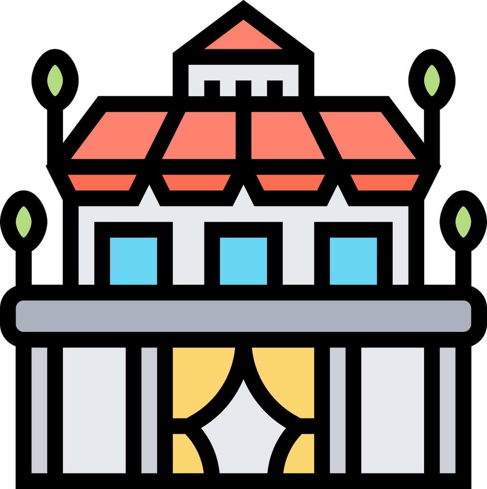 A building with a roof and windows vector