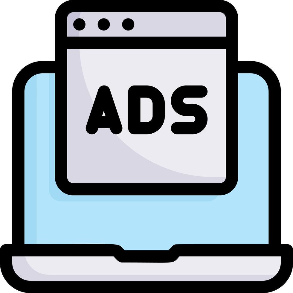 Ads on a laptop computer icon vector
