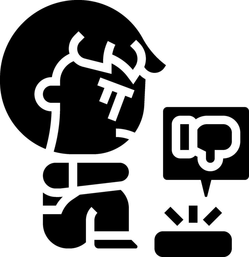A black and white icon of a man sitting on a chair vector