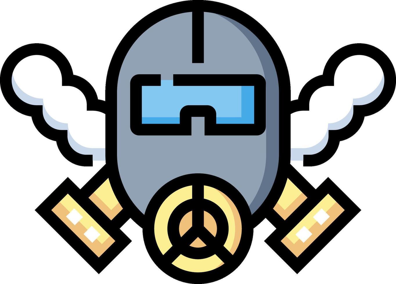 A cartoon gas mask with two peace signs vector