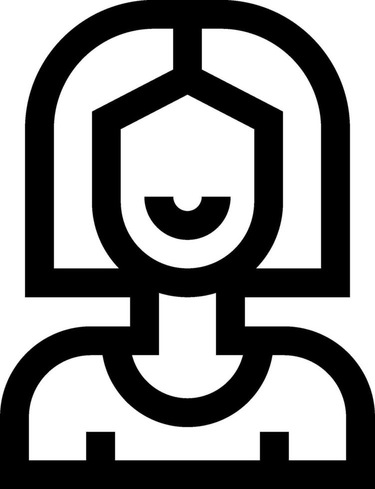 A black and white icon of a woman's face vector