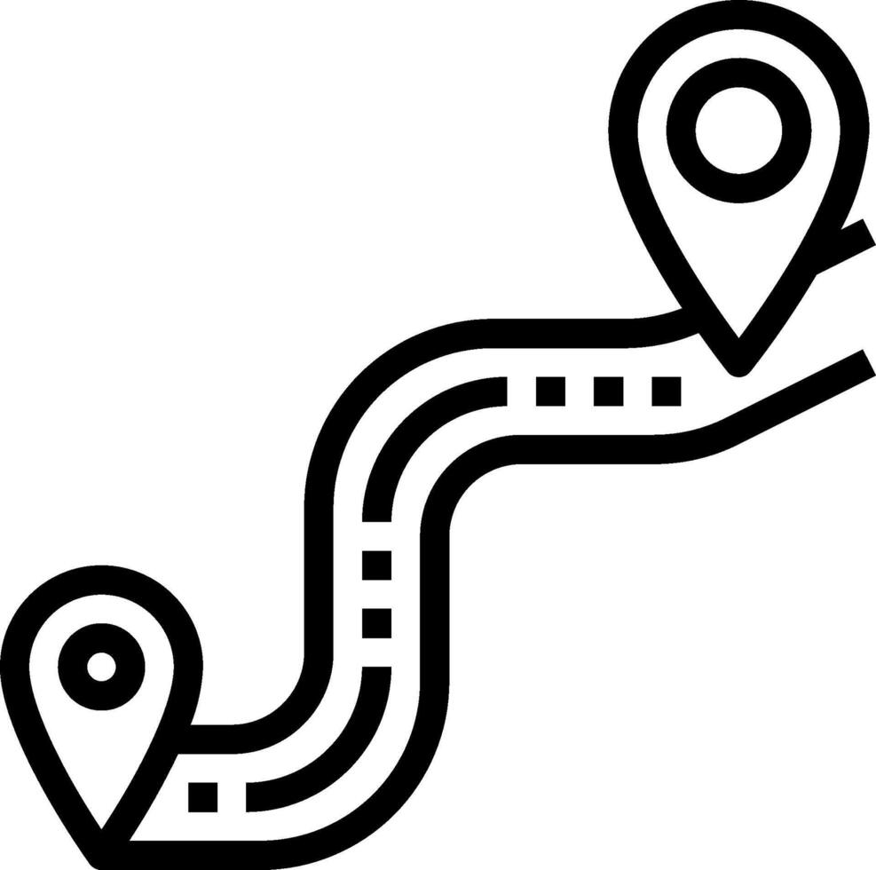 A black and white line icon of a road vector