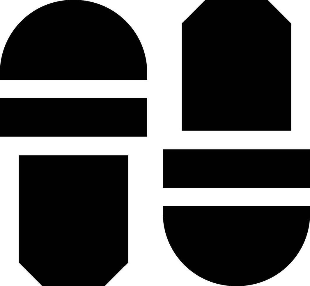 A black and white image of two pill shapes vector