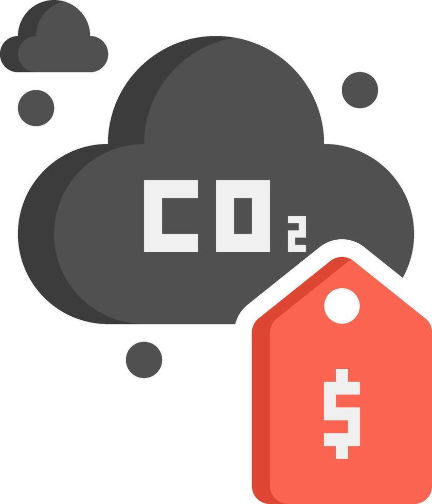 Co2 price tag and cloud icon vector