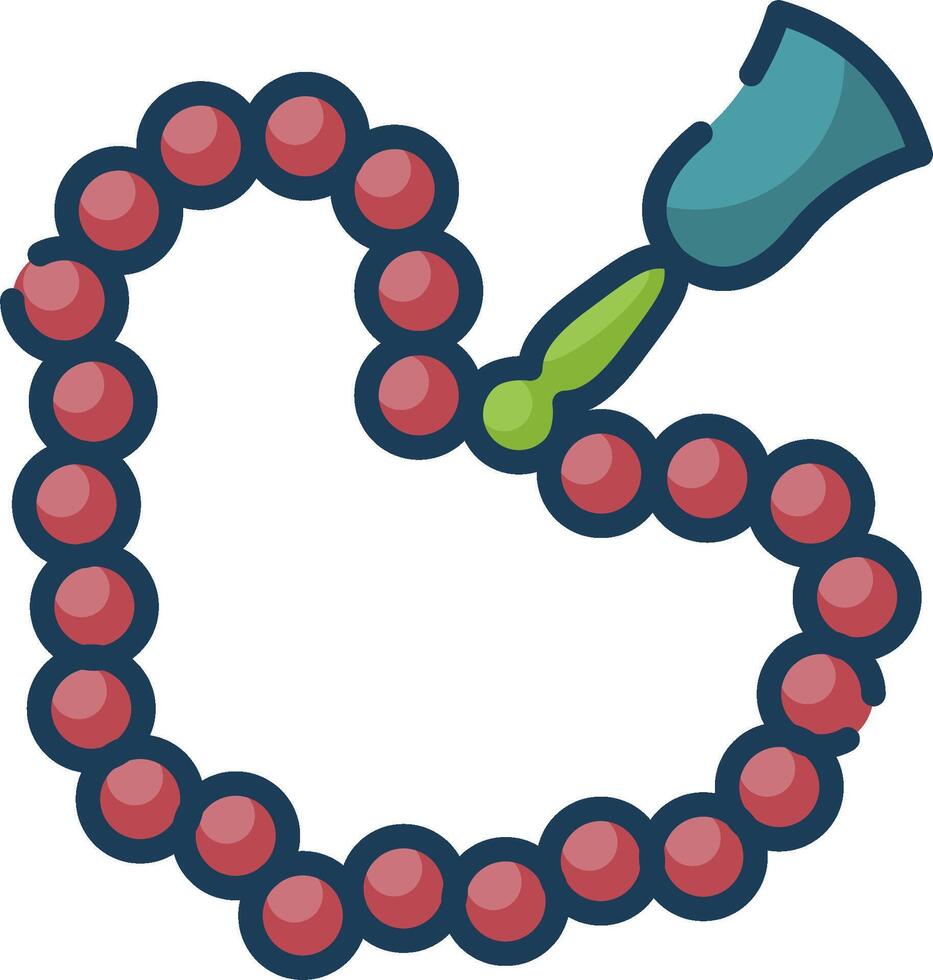 A heart shaped rosary with beads and a green apple vector