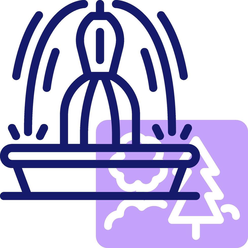 A blue icon of a fountain with a tree in the background vector