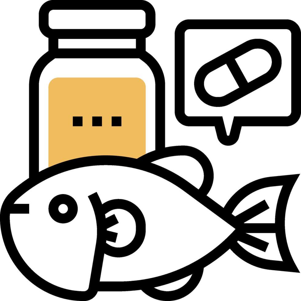 Fish and pills icon vector