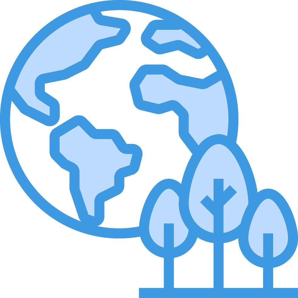 A blue and white earth with trees around it vector