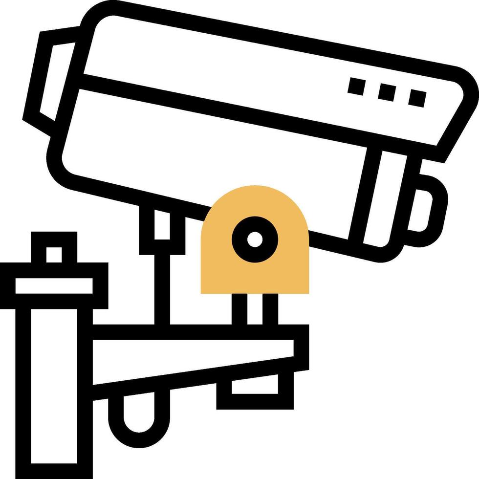 A security camera with a yellow object attached to it vector