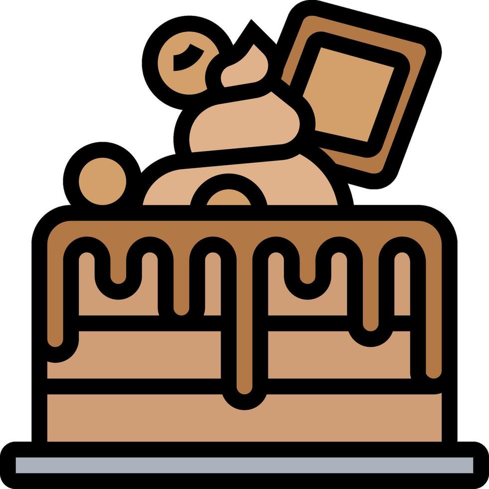 Cake icon with chocolate icing and a chocolate bar vector