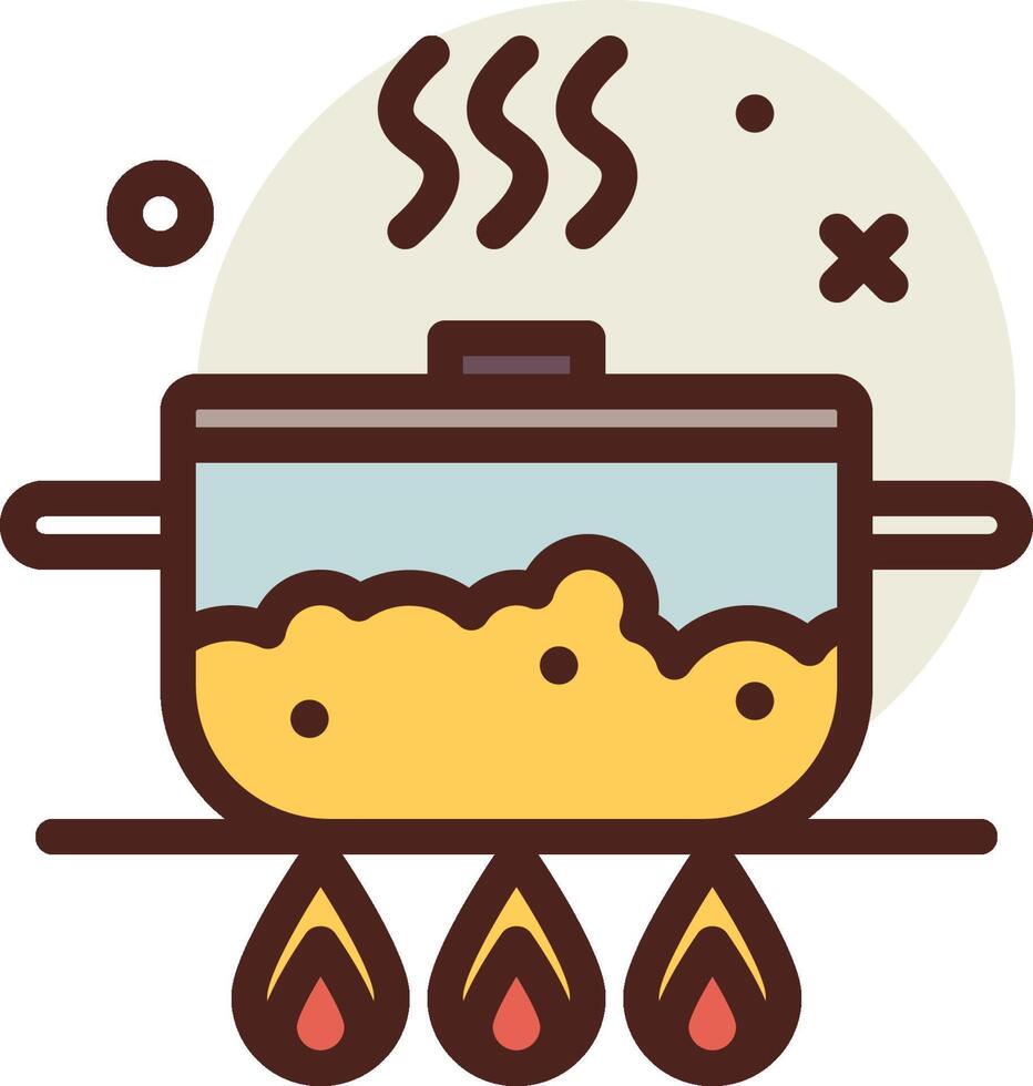 A pot with food on top of a stove vector