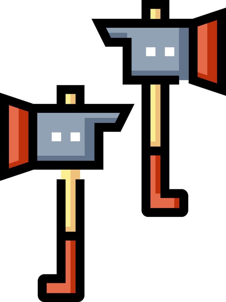 Two axes with handles on a white background vector