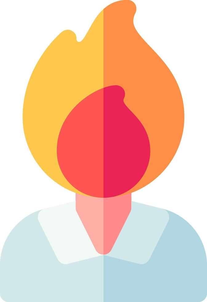 A person with a fire head and a yellow and orange flame vector