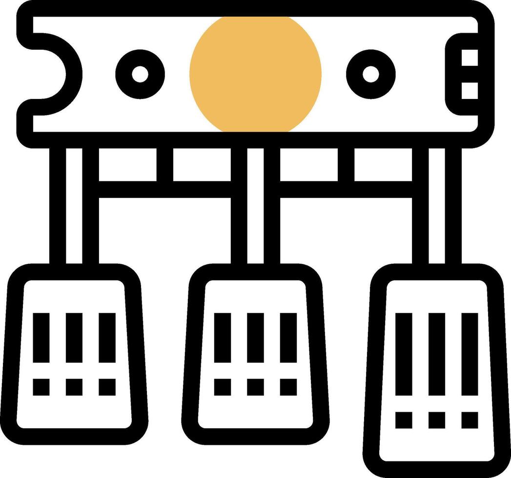 A black and white image of a computer with three monitors vector