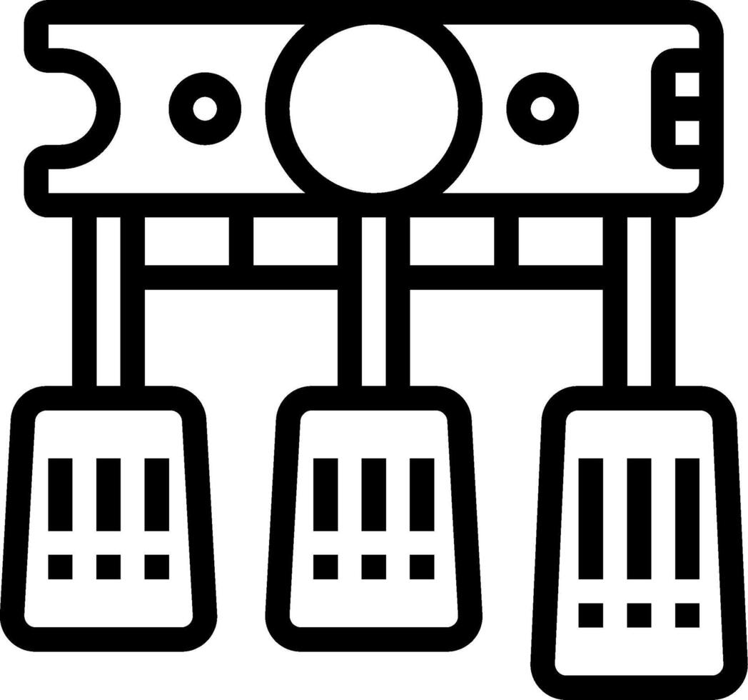 A black and white image of a computer with three keyboards vector