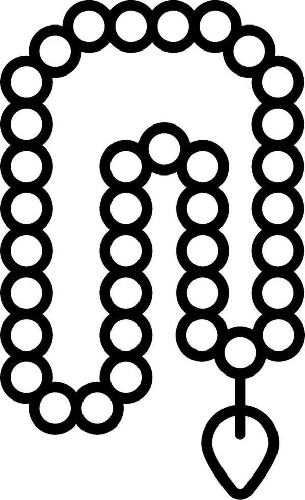 A black and white drawing of a necklace with a heart vector